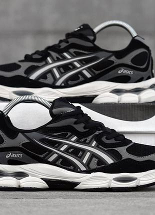 Чоловічі кросівки asics gel nyc termo gore-tex чорно білі термо водонепроникні кроси із шкіри на осінь зиму асікс гель нюк гортекс