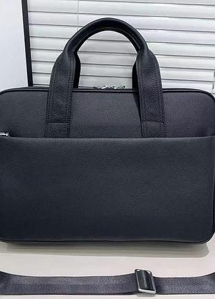 Кожаная мужская деловая сумка-портфель портфель для ноутбука черный tiding bag 56901