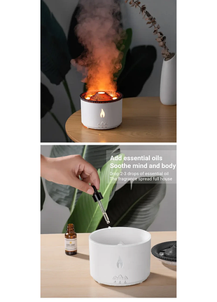 Ароматичний дифузор volcano fire flame, аромотерапія, зволожувач повітря, 2 кольори пульт jellyfish mist flame volcano home top 5