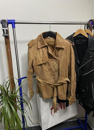 Шкіряне пальто плащ zara basic real leather шкіра куртка кожа 3