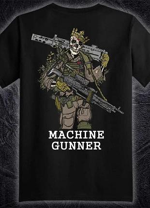 Чоловіча класична футболка з принтом кулеметник 2 / machine gunner 2, чорний xl