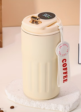 Умная термокружка с датчиком температуры и led экраном coffee 300 мл из стали 316