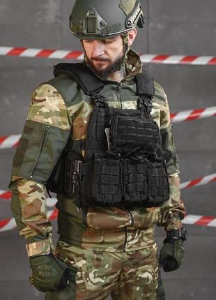 Тактическая плитоноска с четырьмя точками быстрого сброса asdag black вт6796