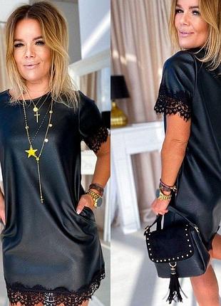 Жіноча сукня еко-шкіра anika, чорний l/xl