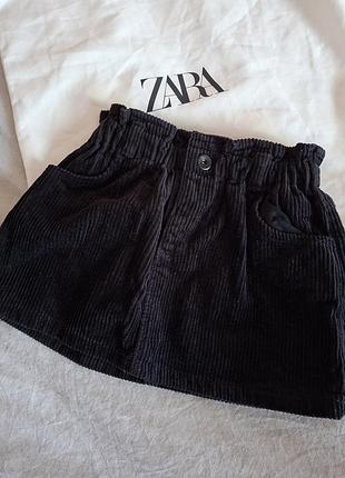 Черная вельветовая юбка от zara размер 18-24 месей