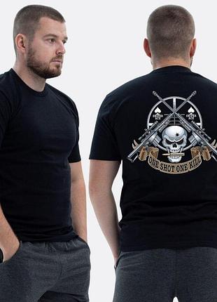 Чоловіча класична футболка з принтом sunset goons one shot one kill череп снайперські гвинтівки , чорний