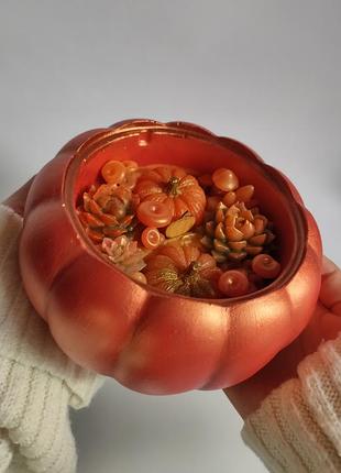 Свеча в форме тыквы, свеча тыквы ручной работы с ароматом ✨ свежеиспеченных сенабонов✨
