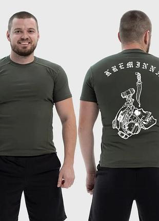 Мужская тактическая футболка с принтом кременная череп и кинжал, хаки xxl