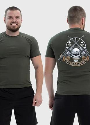 Мужская тактическая футболка с принтом sunset goons one shot one kill череп снайперские винтовки, хаки xxl