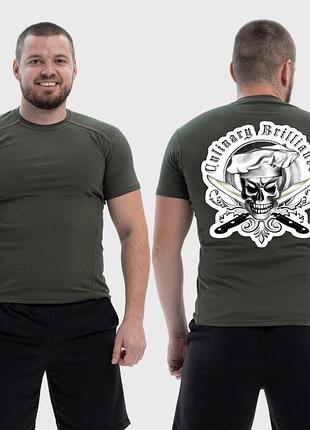 Чоловіча тактична футболка з принтом смертельний кухар череп, хакі xxl
