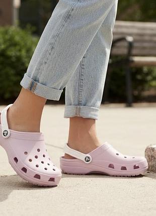Крокси сабо клоги базові  пудрового кольору crocs comfort™ (оригінал) сша