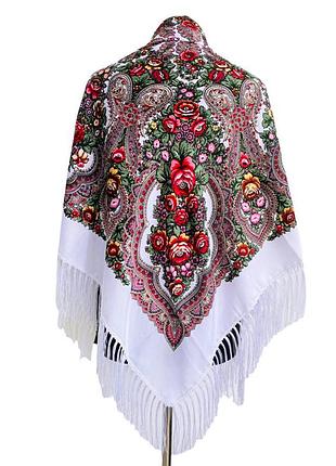 Платок белый с цветами 1,2 м*1,2 м