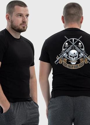 Чоловіча тактична футболка з принтом sunset goons one shot one kill череп снайперські гвинтівки, чорний