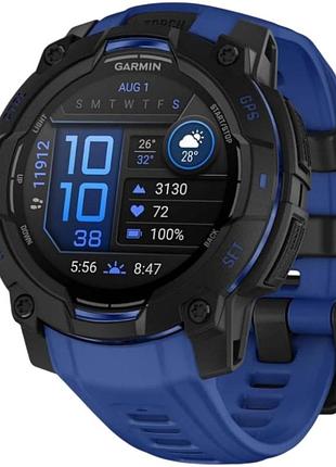 Смарт-часы garmin instinct 3 45 мм 1,2" amoled gps nfc wr100 black/bolt blue (010-02936-03)
