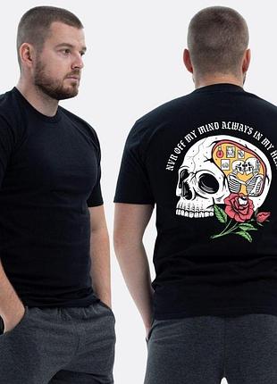 Чоловіча класична футболка з принтом sunset goons череп в думках і в серці , чорний s
