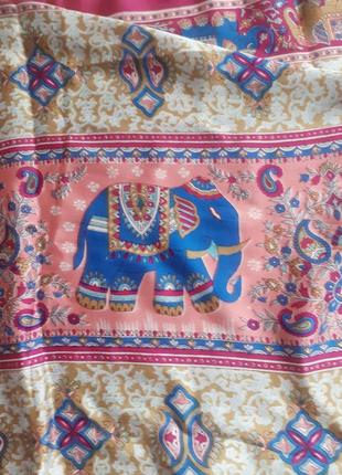 Шарф,шаль,шарф з малюнком слон,індійський шарф,шарф атласний4 фото