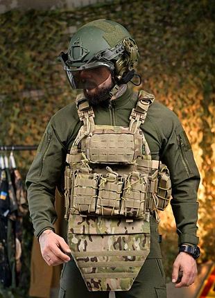Плитоноска 4 быстрых сброса с напашником cordura мультикам пп7890