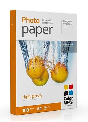 Фотобумага colorway a4 глянцевая 260 г/м² 100 листов (pg260100a4)