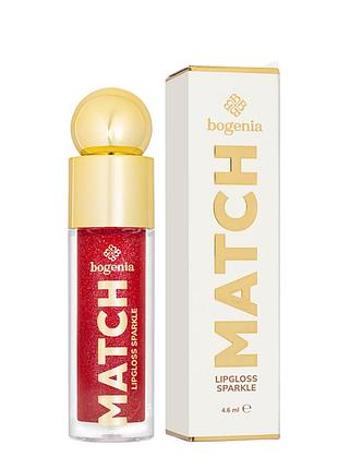 Блиск для губ bogenia match lipgloss sparkle із шимером стійкий (bg712), 08 малиновий