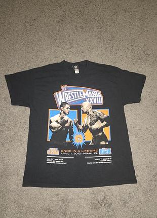 Винтажная футболка wwe wrestlemania xxviii (2012) - john cena vs the rock | мерч