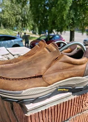 Чоловічі шкіряні кросівки мокасини/сліпони skechers goodyear wide fit (оригінал)