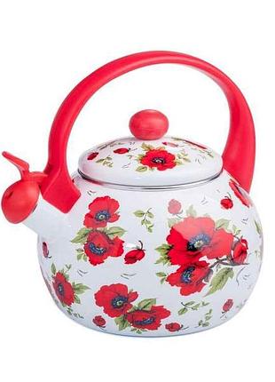 Чайник зі свистком 2,2л пластикова ручка ft7 red handle мак тм interos