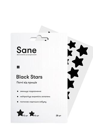 Патчи от прыщей sane black stars с маслом чайного дерева, 28 шт