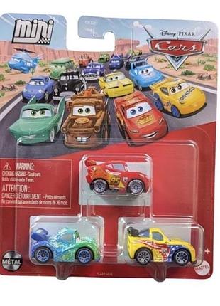 Набір міні-машин disney pixar cars 3 шт — mcqueen, jeff gorvette, veloso