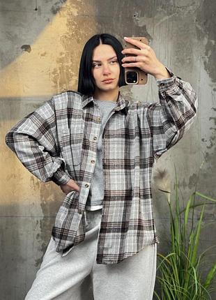 Рубашка в клетку brown/ grey тр6811 3