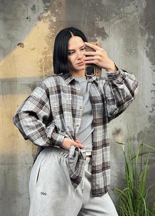 Рубашка в клетку brown/ grey тр6811 4