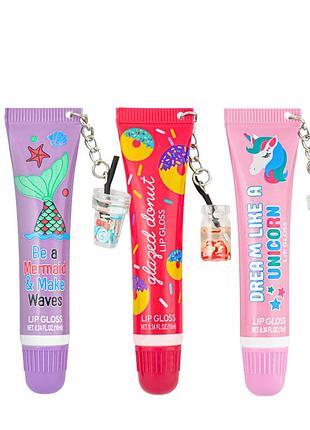 Набір зволожувальних блисків для губ victoria's spirit sweet lip gloss з брелоком, 3 шт (6033) daily skin care
