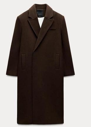 Трендове шоколадне пальто оверсайз zara m/l