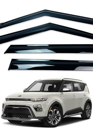 Дефлекторы окон (ветровики) kia soul 2019-2022 нерж. з хром полоскою (hawk)