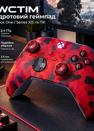 Бездротовий геймпад swctim для xbox one/series x/s та пк, 2.4 ггц, подвійна вібрація, 3.5 мм