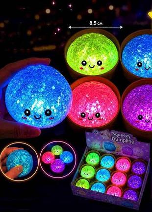 Антистрес-сквіш пельмень 8,5см червоний bright glitter led sd39085 тм китай