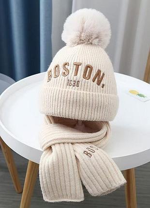 Шапка и шарф комплект зимний boston 10975, размер 48