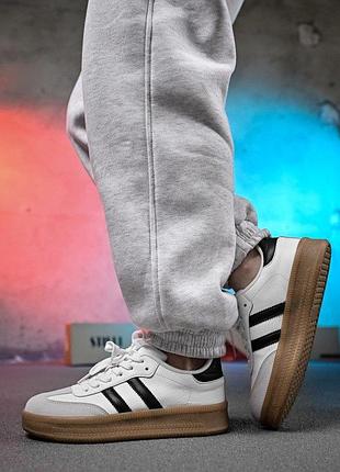 Женские кроссовки samba white/brown нп4934