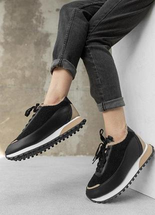 Женские кроссовки мех black/camel cx1540-4 вт7787