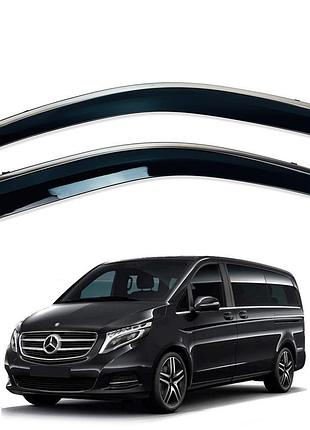 Дефлектори вікон (вітровики) mercedes vito w-447 viano 2015- нерж. з хром полоскою (defl)