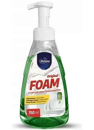 Пена для мытья посуды 750мл foam original с экстрактом алоэ вера тм deluxe
