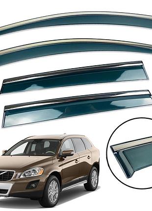 Дефлектори вікон (вітровики) volvo xc60 2008-2018 нерж. з хром полоскою (defl)
