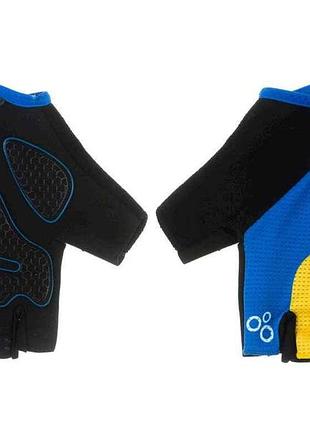 Рукавички з короткими пальцями catch 20 black/blue/yellow l тм onride