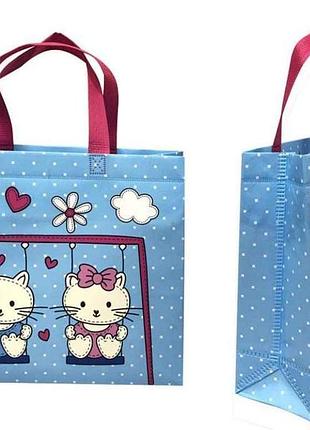 Еко сумка бокс з друком ламінація kitty із замком 320х270х100мм 400мм тм ecobag