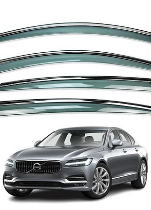 Вітровики для volvo s90 2016+ з нерж. хром полоскою (hawk)