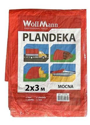 Тент строительный 2х3м оранжевый 80гр/м2 plandeka mocna арт.777723 тм woffmann