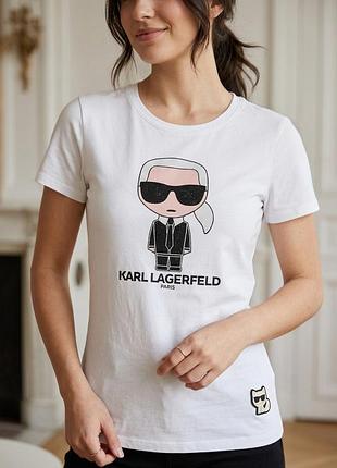 Стильная белая футболка karl lagerfeld