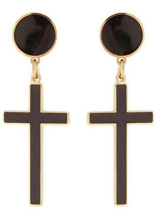 Серьги пусеты ttm stainless steel 14k черные крестики (335900) 3.8см тм xuping