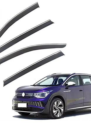 Вітровики для volkswagen id.6 2021+ з нерж. хром полоскою (hawk)