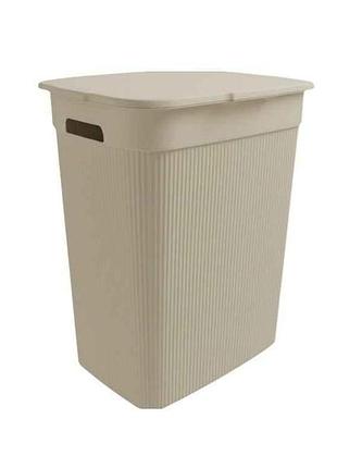 Корзина для белья 40л кремовая с крышкой из/руко. тм elif plastik