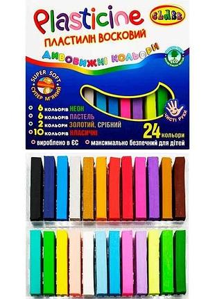 Пластилин 24 цветов чистые руки, квадратная, eco, 400гр., 7655c, class тм class